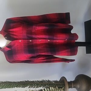 Sonoma Red and Black Button Down Plaid Shirt
